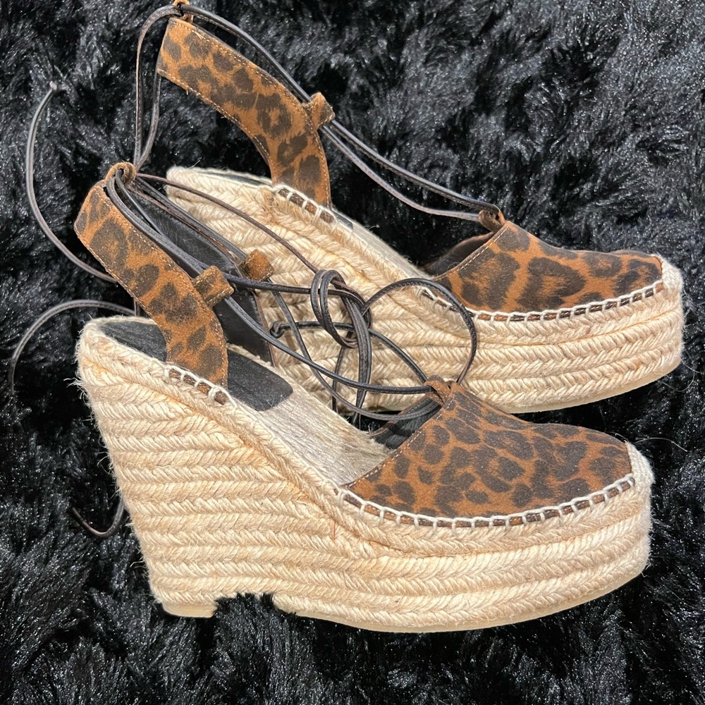 Saint Laurent Leopard Print Wedge Shoe